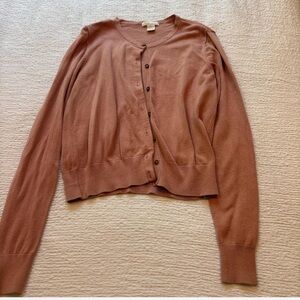 H&M Women's Cropped Button-Front Cardigan - Warm Mauve
